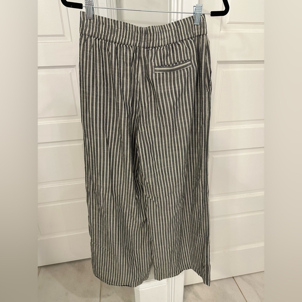 Marine Layer Allison Pull On Wide Leg Pants Navy Blue Striped Small Lycocell NEW - Picture 2 of 5